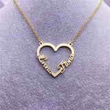 Custom Heart Shape Necklace with Two Name Personalized Stainless Steel Jewelry