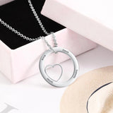 Custom Round Heart Necklace with 4 Names Engraved Circle Pendant