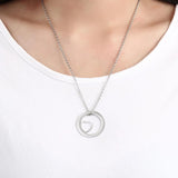 Custom Round Heart Necklace with 4 Names Engraved Circle Pendant