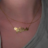 Personalized Butterfly Name Pendant Necklace Birth Month Chain For Women