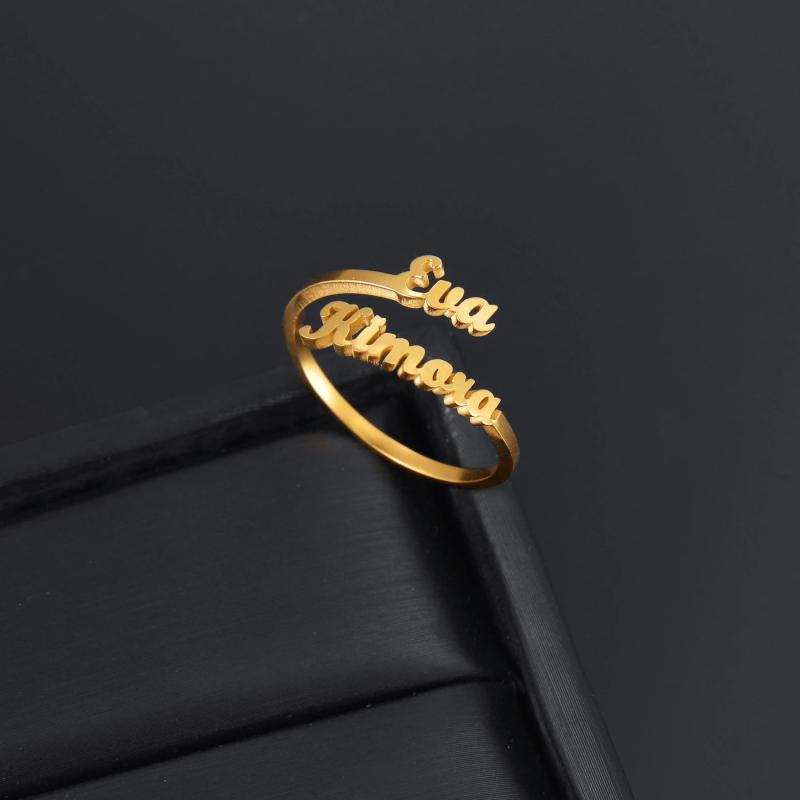 Personalized Stainless Steel Rings for Women Customized Adjustable Couple Ring