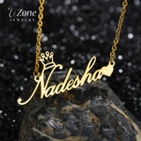 UZone Custom Name Necklace Crown Heart Pendant Necklace for Women