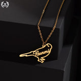 Diamond Custom Name Necklace Bird Shape Choker Chain Pendant