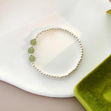 Jade 925 Silver Beads Bracelet for Women