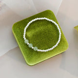 Jade 925 Silver Beads Bracelet for Women