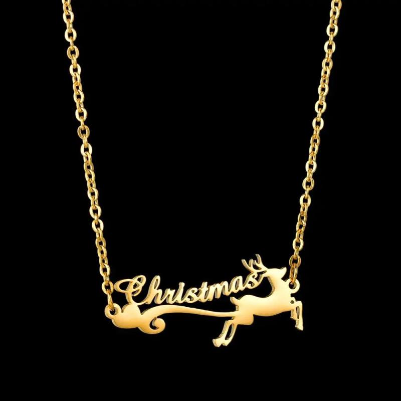 Diamond Custom Pendant Necklaces Letter Name Deer Necklace