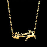 Diamond Custom Pendant Necklaces Letter Name Deer Necklace