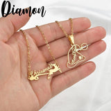 Diamond Custom Pendant Necklaces Letter Name Deer Necklace