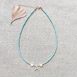 Shell Initial Letter Choker Rice Beads Necklace Women Star Embellishment