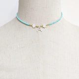 Shell Initial Letter Choker Rice Beads Necklace Women Star Embellishment