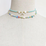 Shell Initial Letter Choker Rice Beads Necklace Women Star Embellishment