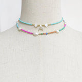 Shell Initial Letter Choker Rice Beads Necklace Women Star Embellishment