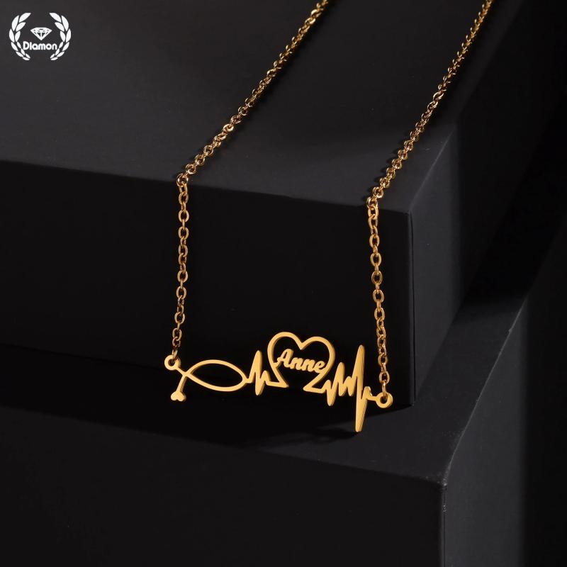 Diamond Heartbeat Necklace Personalized Jewelry