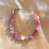 Natural Stone Freshwater Pearl Bracelet, Waterproof, 18K Plated