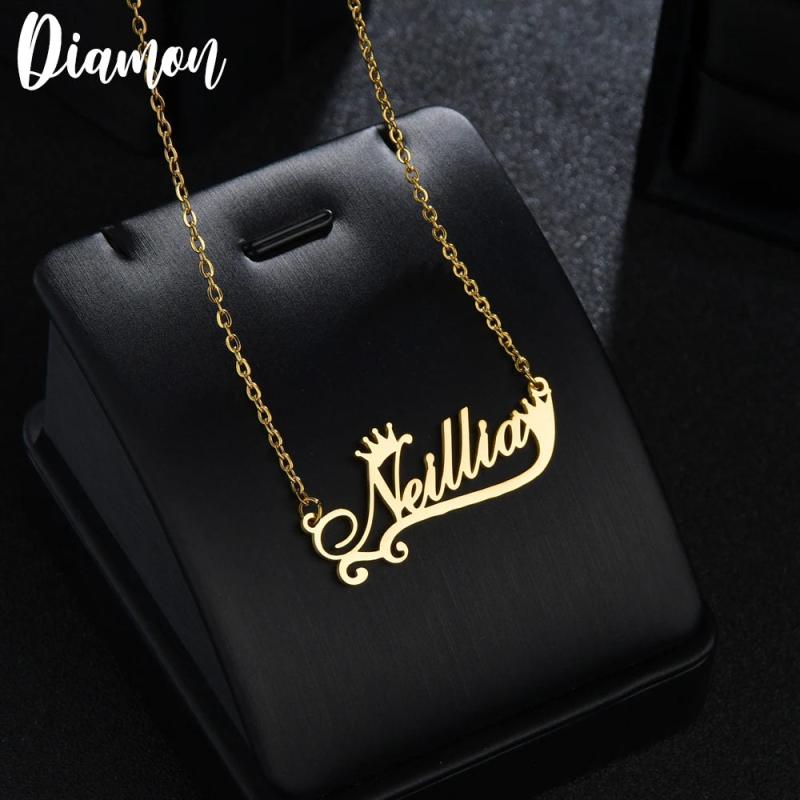 Diamon Custom Stainless Steel Necklace Choker Pendant Nameplate