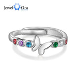 Custom Butterfly Open Rings with Birthstones - Christmas Gift