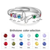 Custom Butterfly Open Rings with Birthstones - Christmas Gift