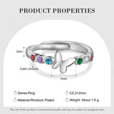 Custom Butterfly Open Rings with Birthstones - Christmas Gift