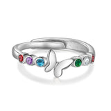 Custom Butterfly Open Rings with Birthstones - Christmas Gift