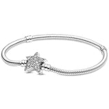 925 Silver Asymmetric Star Clasp Collier Necklace Bracelet Earring