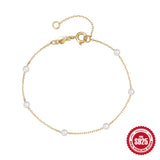 925 Silver Pearl Bracelet Chains for Women Jewelry Bangle