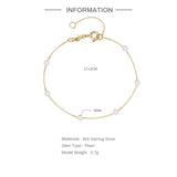 925 Silver Pearl Bracelet Chains for Women Jewelry Bangle