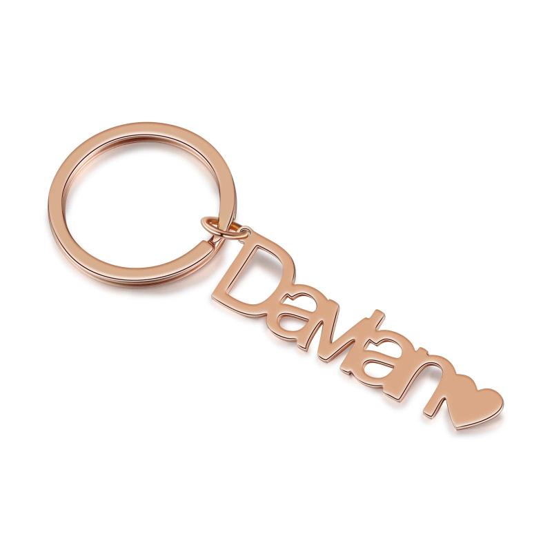 Personalized Heart Name Keychain - Custom Stainless Steel Keyrings