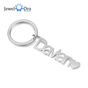 Personalized Heart Name Keychain - Custom Stainless Steel Keyrings
