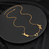 Personalized 2 Nameplates Pendant Necklace with Heart