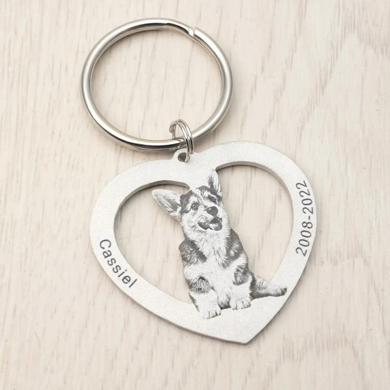 Custom Dog Photo Keychain Personalized Gift for Pet Lover