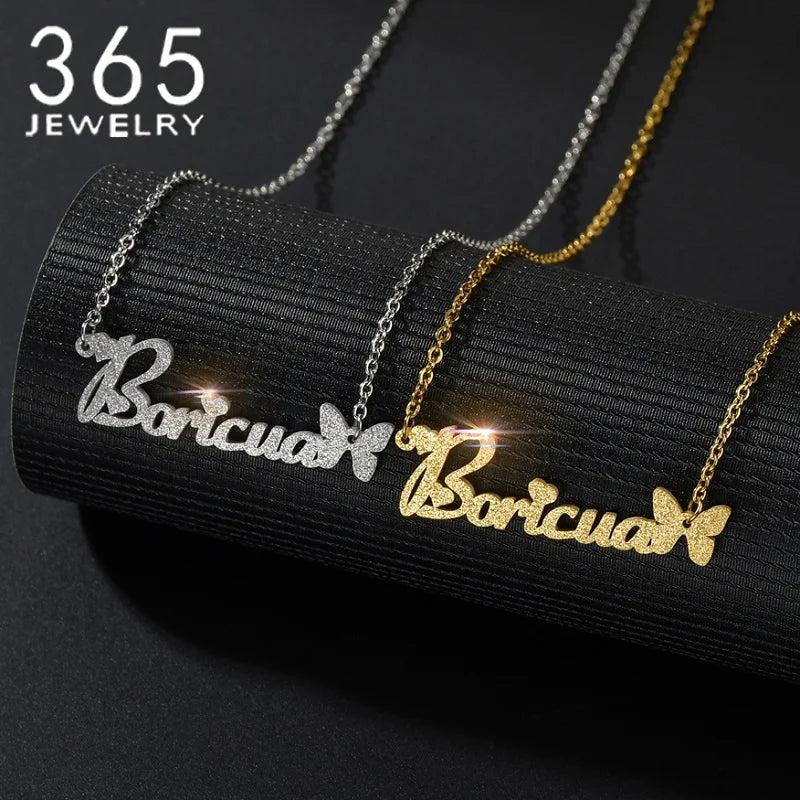 Personalized Butterfly Glitter Necklace for Women