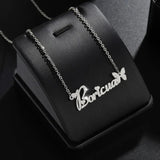Personalized Butterfly Glitter Necklace for Women