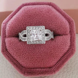 Silver Princess Cut Twisted Wedding Ring for Women