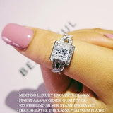 Silver Princess Cut Twisted Wedding Ring for Women