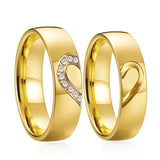 Western Christmas Heart CZ Couples Rings Stainless Steel Jewelry