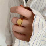 Gold-plated Smooth Woman Man Rings Stainless Steel 18k