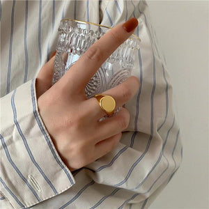 Gold-plated Smooth Woman Man Rings Stainless Steel 18k
