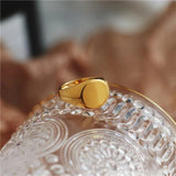 Gold-plated Smooth Woman Man Rings Stainless Steel 18k