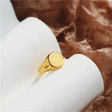 Gold-plated Smooth Woman Man Rings Stainless Steel 18k