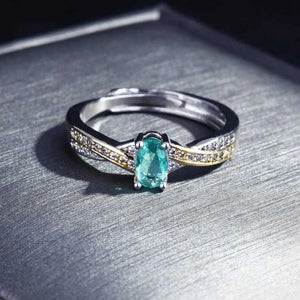 Green CZ Two Rings Adjustable Size Fine Jewelry