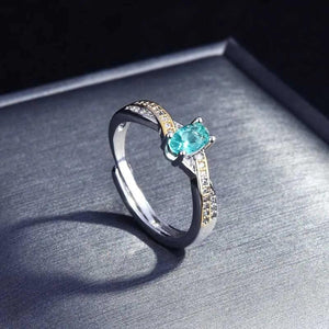 Green CZ Two Rings Adjustable Size Fine Jewelry