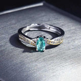 Green CZ Two Rings Adjustable Size Fine Jewelry