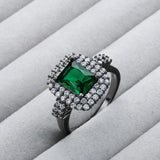 Vintage Red Zircon Green Stone Finger Ring for Women