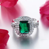 Vintage Red Zircon Green Stone Finger Ring for Women