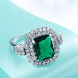 Vintage Red Zircon Green Stone Finger Ring for Women