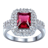 Vintage Red Zircon Green Stone Finger Ring for Women