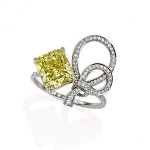 Hainon Silver Crystal Christmas Yellow Zircon Female Ring