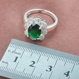 Green Zircon Silver Jewelry Set Crystal Necklace Earrings Ring