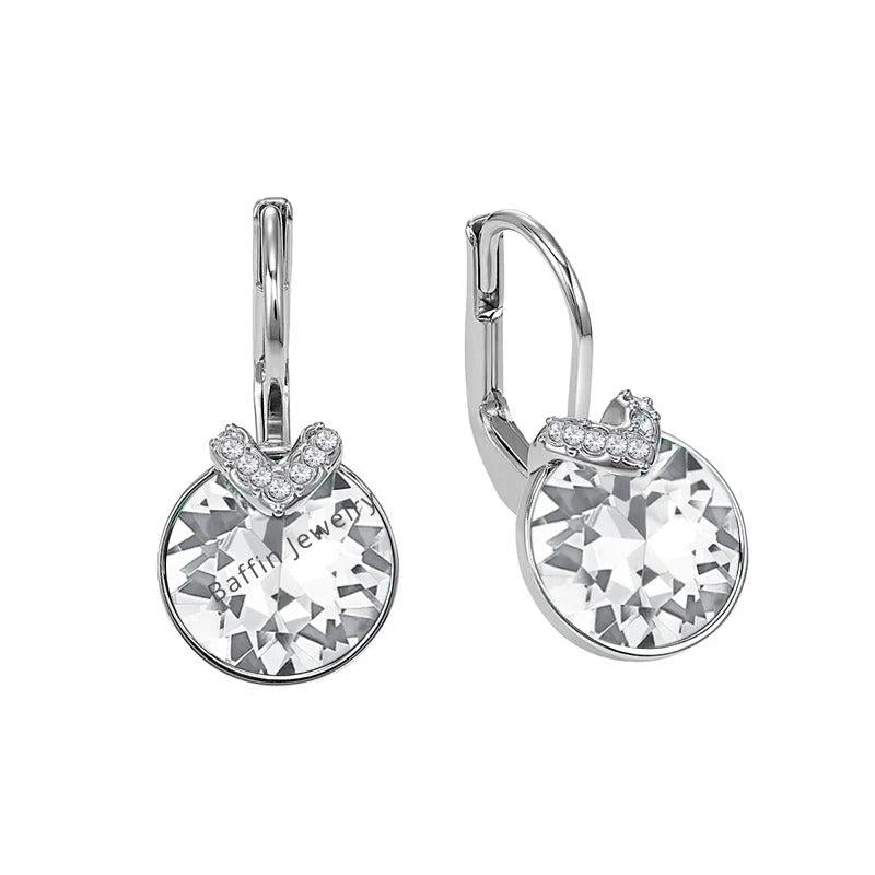 Bella V Drop Earring Christmas Wedding Crystals Austria Silver