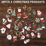 38pcs Mixed Christmas Charms for DIY Jewelry Making Xmas Gift